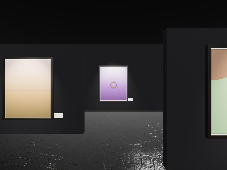 InGallery Night Room space: a black box with one spotlight per work