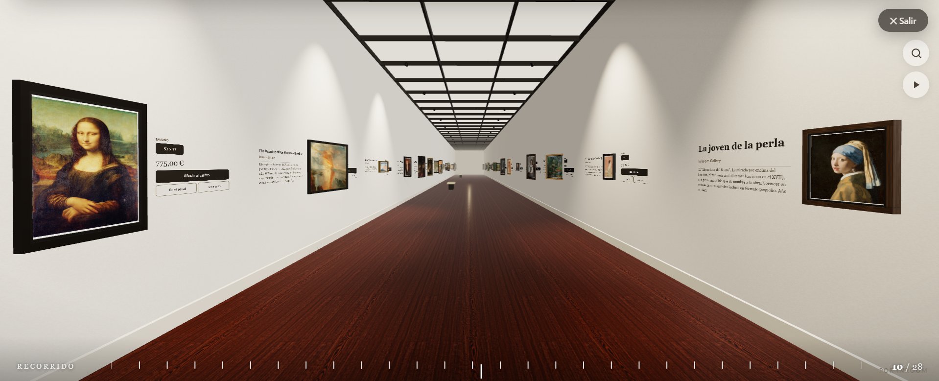 Galería virtual 3D de InGallery generada desde un catálogo de Shopify